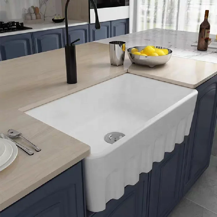 Modern Luxury Wholesale White Ceramic Apron Front Farmhouse Kitchen Sink