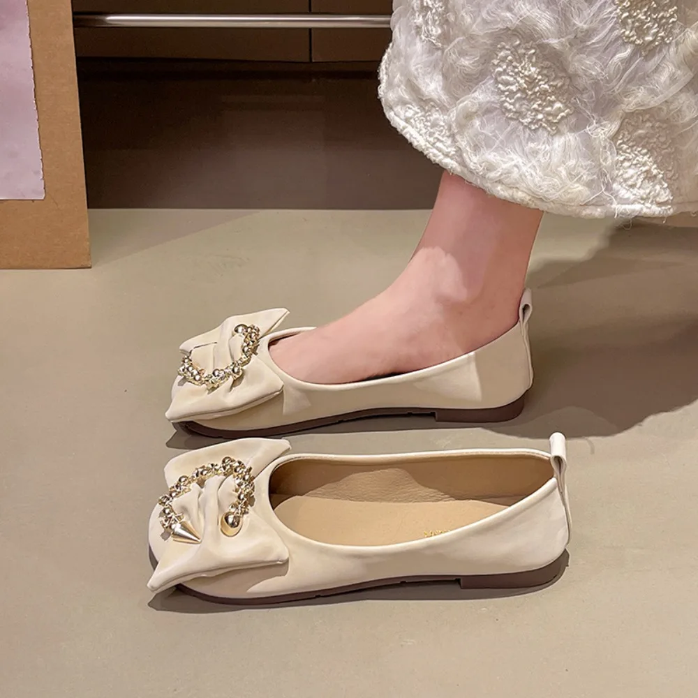 

New Women Flats Round Toe Solid Soft Soled Loafers Fashionable Bow Decor Shoes Comfort Lightweight Casual Female Sneakers
