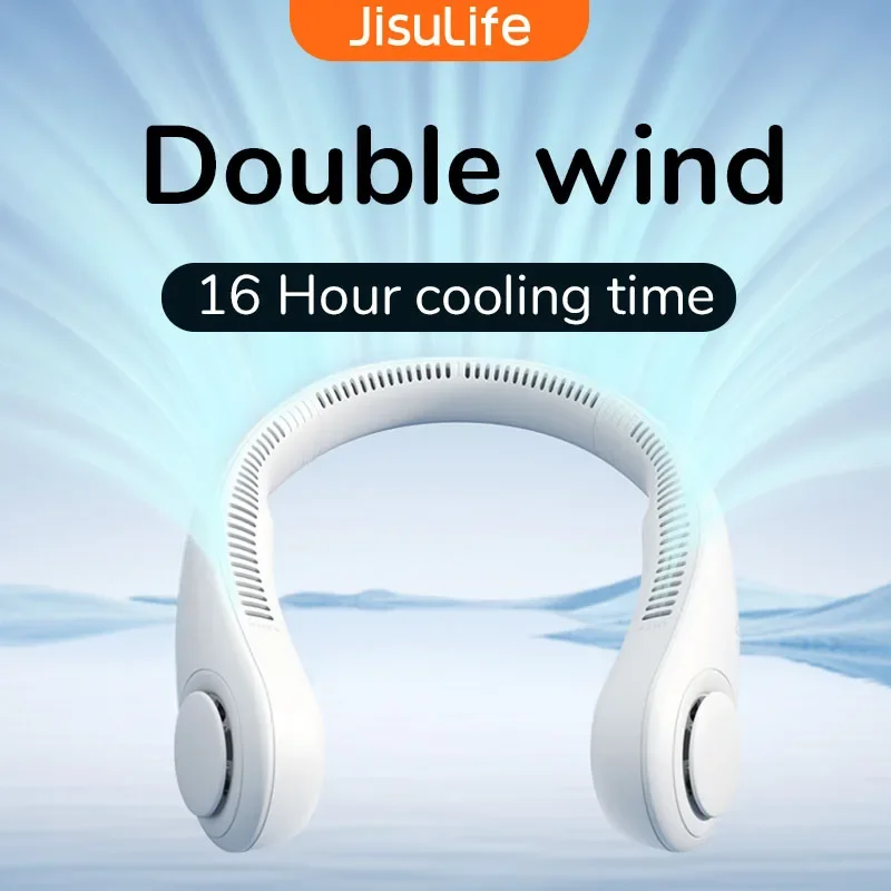 Imagem -02 - Jisulife-ventilador Portátil sem Pescoço Usb Recarregável Mini Ventilador Elétrico Faixa de Pescoço Silenciosa Refrigeração Wearable para Esportes