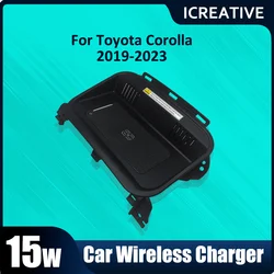15W Car Wireless Charging Pad for Toyota Corolla E210 Sport Auris Hybrid 2019 2020 2021 2022 Phone Fast Charger Panel Accessorie