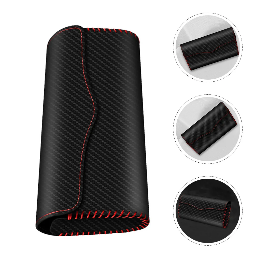 

Carbon Fiber Texture Sunglasses Case for Car Visor Holder Sturdy PU Material Spacious Eyeglasses Organizer Clip-on Design