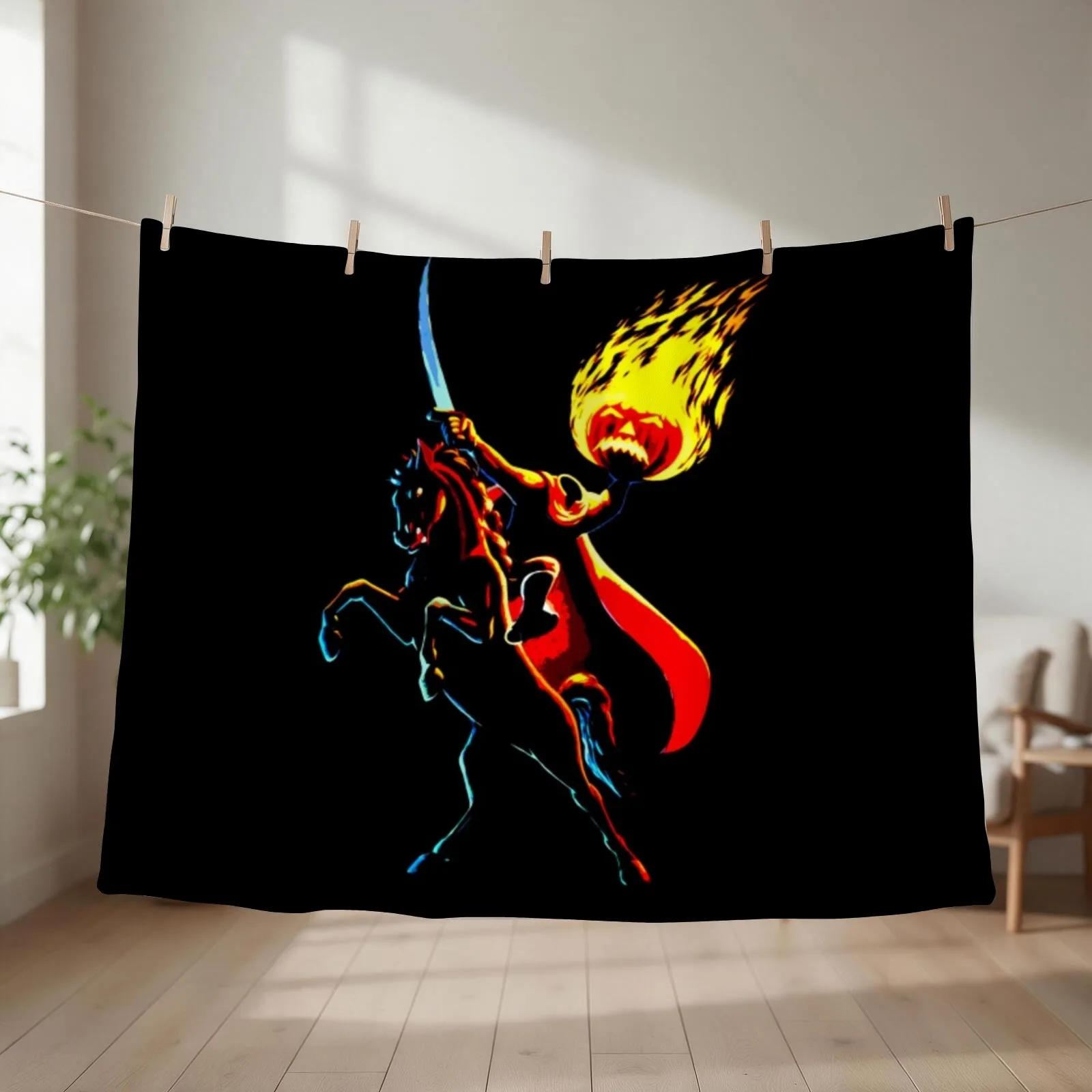 Halloween Headless Horseman 15 Throw Blanket couch cozy soft plush fuzzy picnic outdoor blanket
