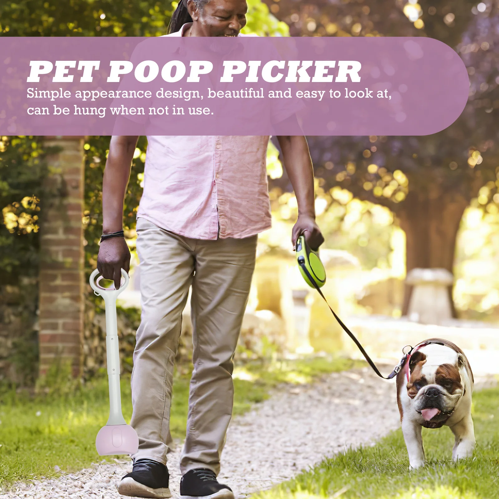 

Long Handle Pooper Scooper Ergonomic Design Pet Dog Pooper Scooper Easy to Use Portable Poop Scoop for Large Dogs