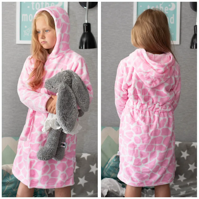 Soft Girl Sleepwear Robe Autumn Winter Children Flannel Bathrobe for girls Boys Pajamas Comfort Kids Cartoon Homewear 2-8 Year