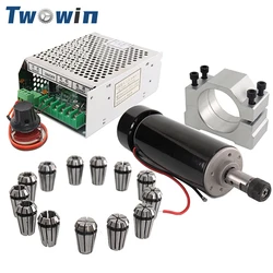 500W CNC Spindle Motor kit 0.5kw Air Cooled Spindle+52mm Clamps+Power Supply Speed Governor+ER11 Chuck Collet For PCB Engraving