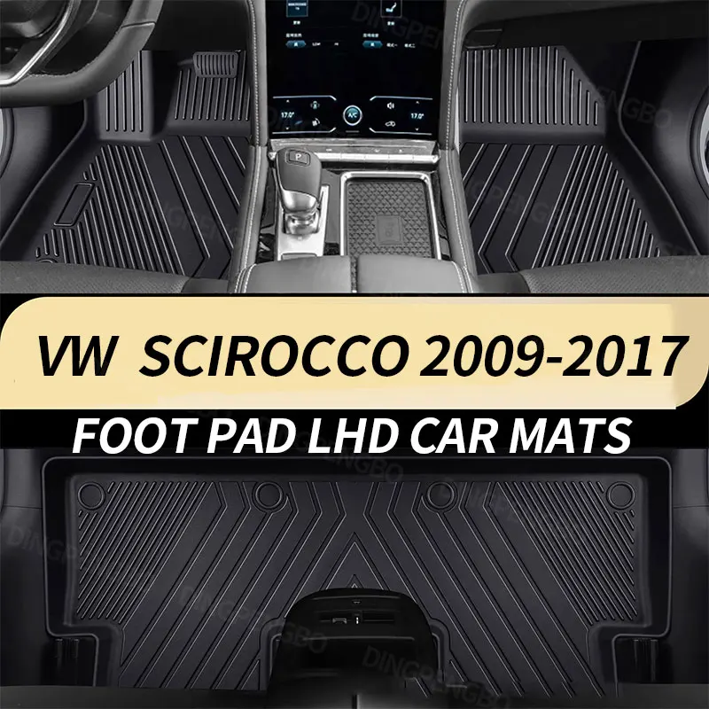 For VW Volkswagen Scirocco 2009-2017 Foot Pad LHD Car Mats, Waterproof Wear Resistant Non-slip TPE Mats 3Pc/Set Car Accessories