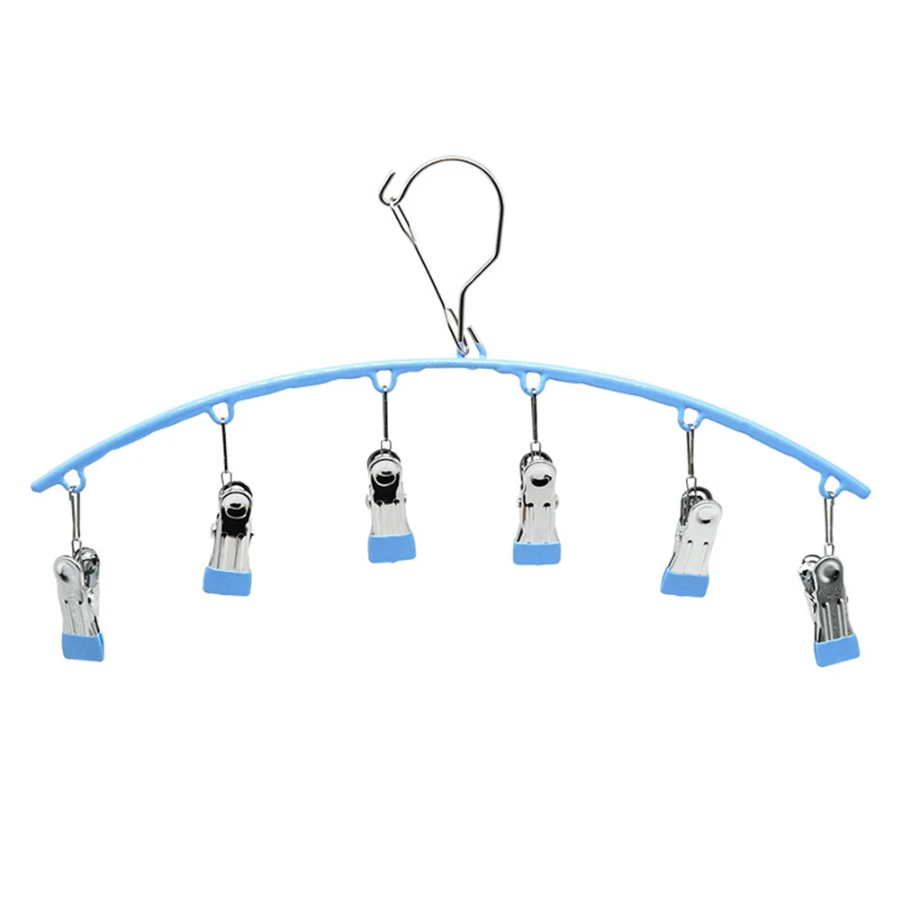 

Travel Hanger Drying Rack Underpants Socks Racks Portable Arc Windproof Clothespin Hook Stainless Steel Blue