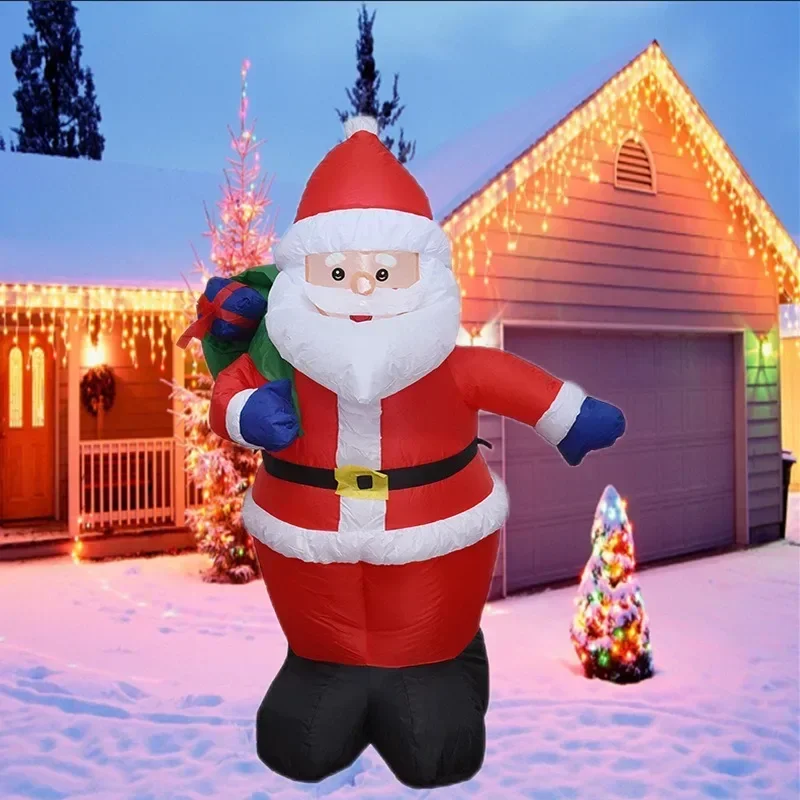 120cm Christmas Inflatable Santa Claus Blow Up Yard Decorations Outside Standing LED for Xmas Holiday Party Garden Lawn Decor