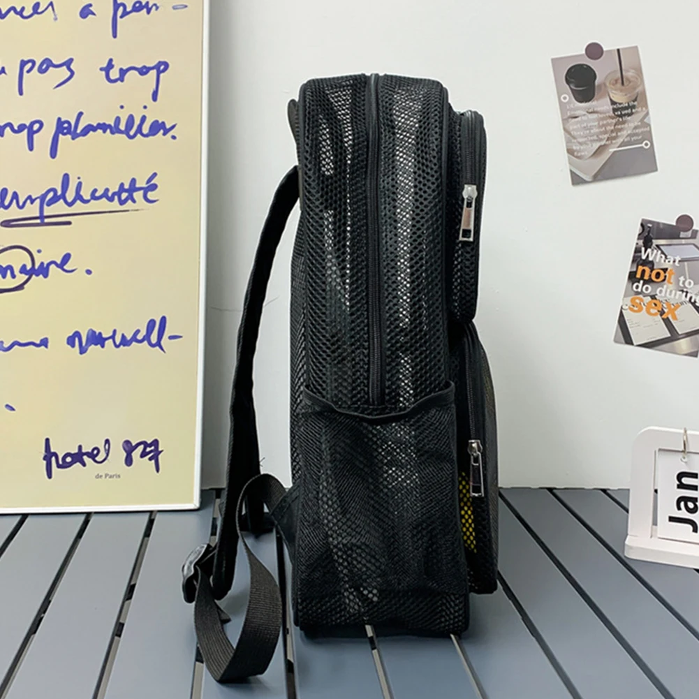 

Большой сетчатый рюкзак Прозрачный сетчатый рюкзак Дышащая школьная сумка большой вместимости с удобными ремнями для пляжного фитнеса