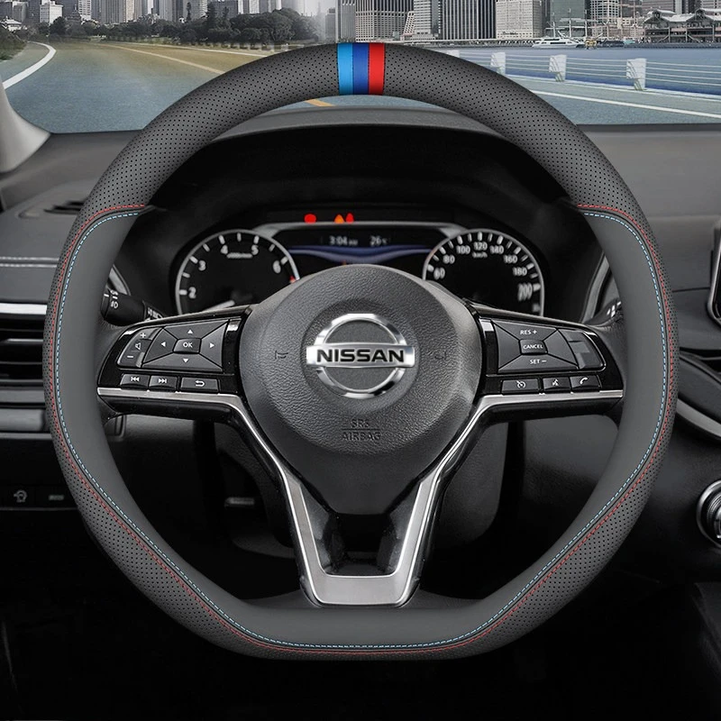 Nappa Leather Steering Wheel Cover Black For Nissan Altima Maxima Skyline Rogue Qashqai X‑Trail Murano 2010-2026 Accessories