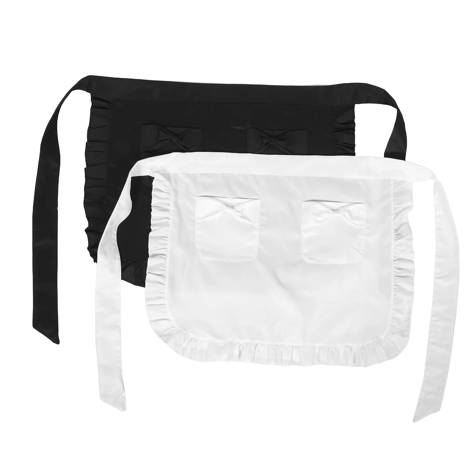 

Half Apron Women Ruffled Short Waist With Pocket Server Waitress Chef Kitchen Bistro Cafe Uniform Restaurant Event Party