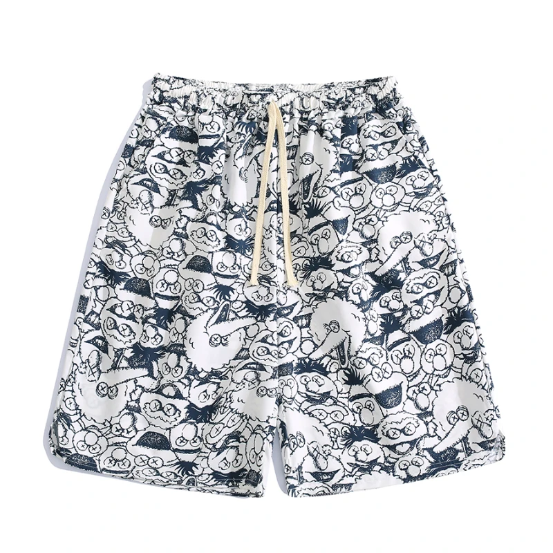 Spring Summer Cartoon Printed Shorts American Style Niche Personality Loose Casual Casual Handsome Five-point Pants Male Clothes