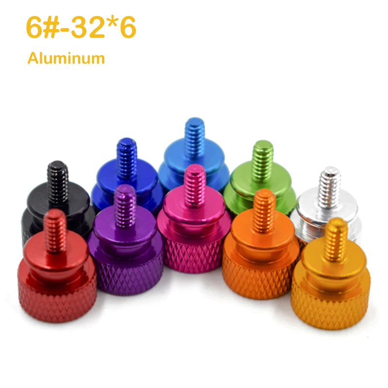 

Anodized Computer Case Side Panel Screw 6#-32*6 Colourful Aluminum Knurled Hand Tighten Thumb Screws Anilox Knurled Hand Screws