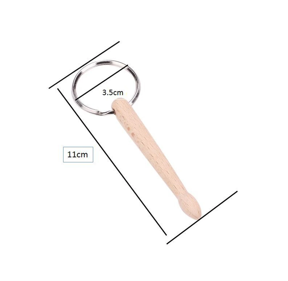 목재 미니 드럼 스틱 키체인, 드럼 스틱 키링 체인, 타악기 선물 키체인, 패션 행잉 액세서리, 2 가지 유형