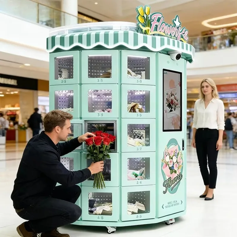Flower Vending Machine 30-grid Flower Cabinet Outdoor Fresh Floral Flower Bouquet Vending Machine with 32-inch Touch Screen