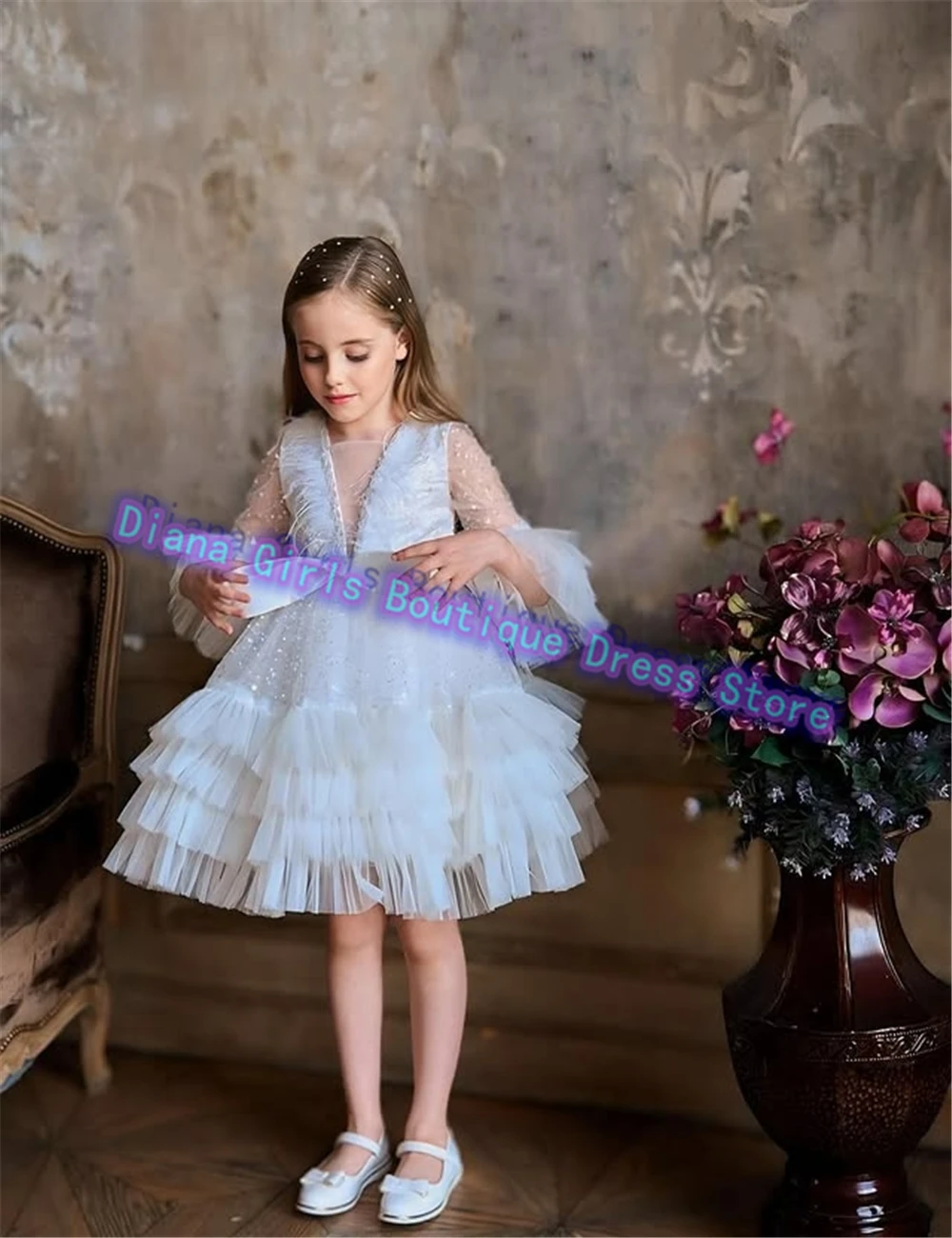 Precioso vestido colorido de flores para niñas, vestidos de fiesta de Navidad, vestidos de fiesta de cumpleaños para niñas pequeñas, vestidos de noche personalizados