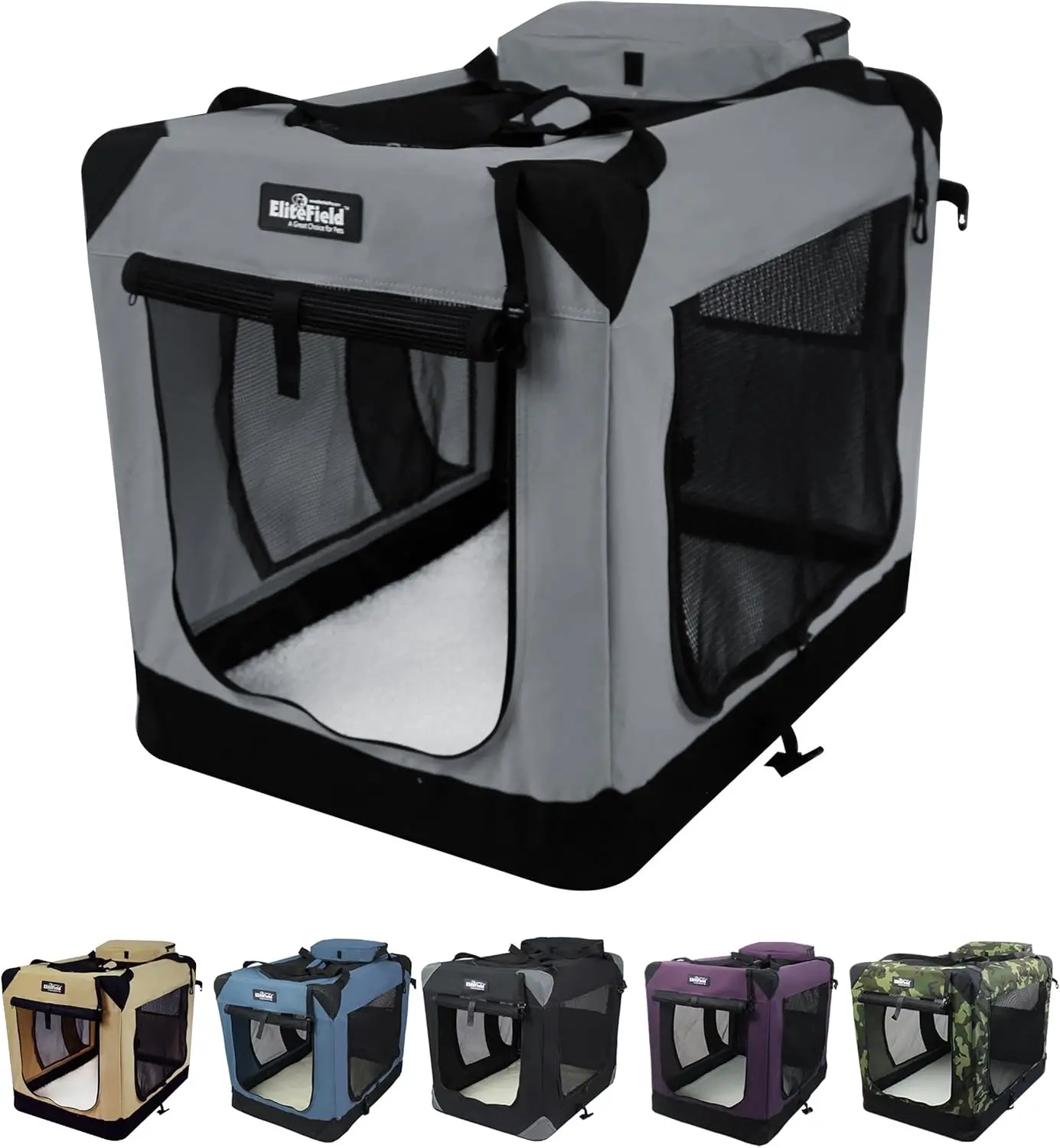 

Складная мягкая переноска для собак с 3 дверцами, сумкой для переноски и флисовым лежаком - 36"x24"x28", светло-серый, гарантия 2 года