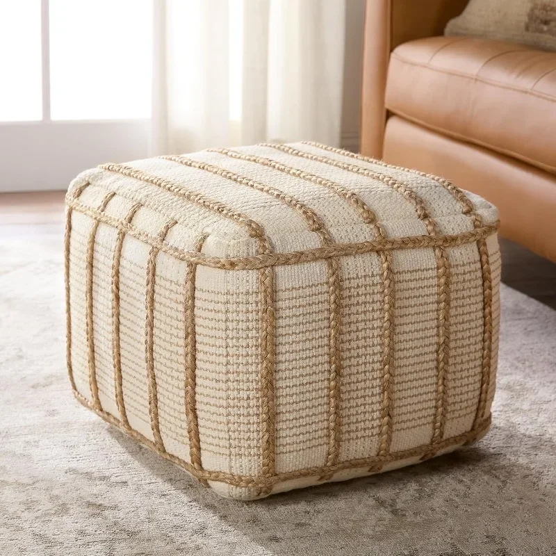 Remsen 18x18x14 Pouf, Natural Tan