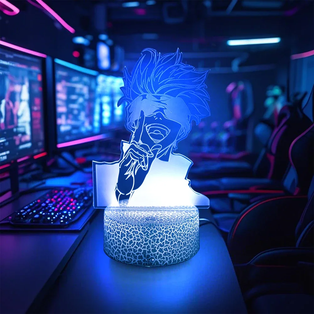 3D โคมไฟอะนิเมะ Gojo Satoru Lampara LED Escritorio ตารางตกแต่ง Lampara Mesa De Noche GAMING Room Night ไฟ
