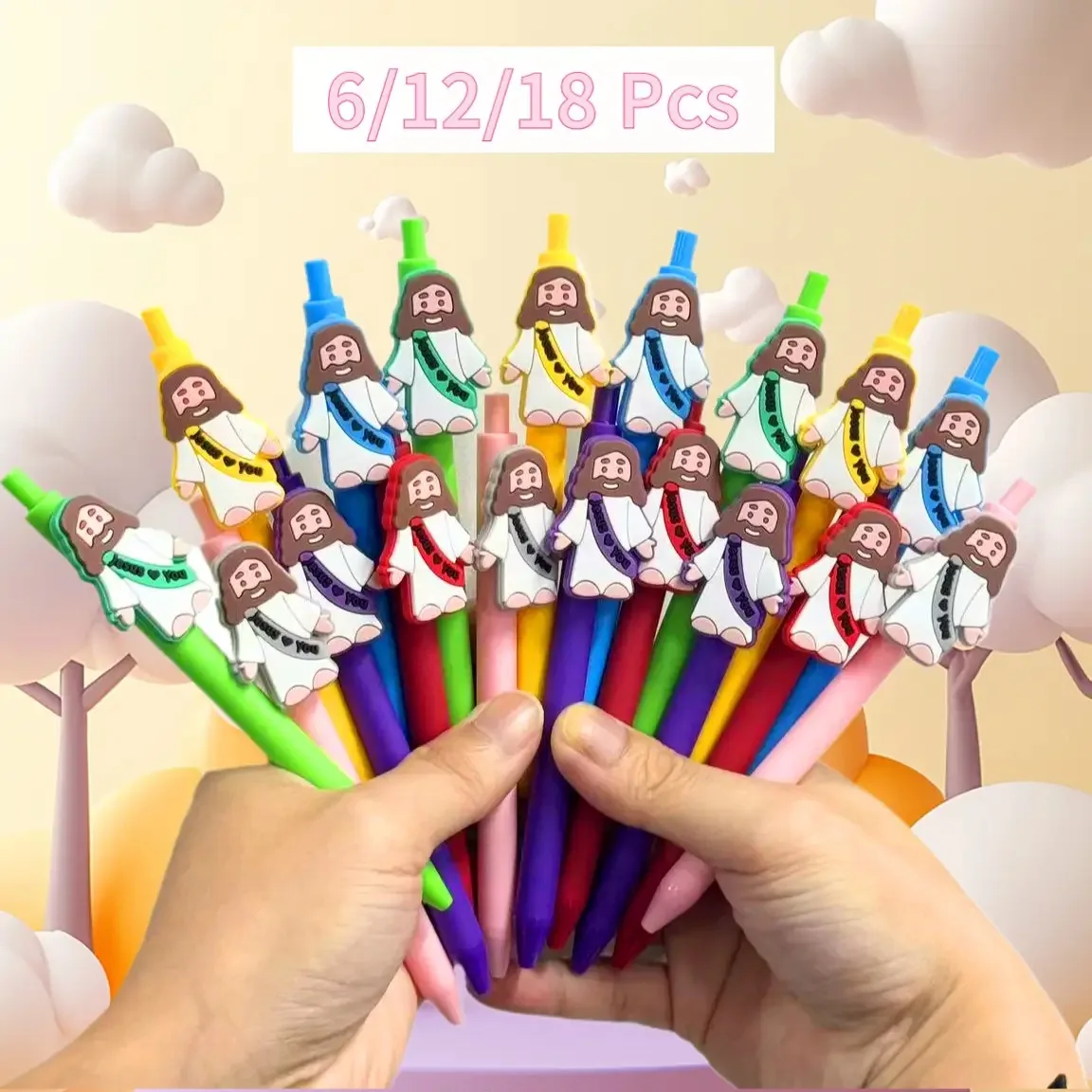 

6/8/10 Pcs Fun faith Jesus Theme Pens Cute Design Ideal for Party Gifts Classroom Rewards Office Supplies for Colleague Student