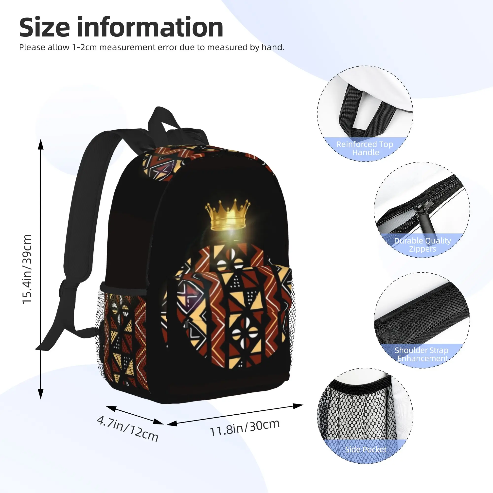 African Bogolan Mudcloth Pattern Backpack Hot Sale Daypack Large Capacity Boy Girl BookBag Shoulder Bag for Men Women School Bag
