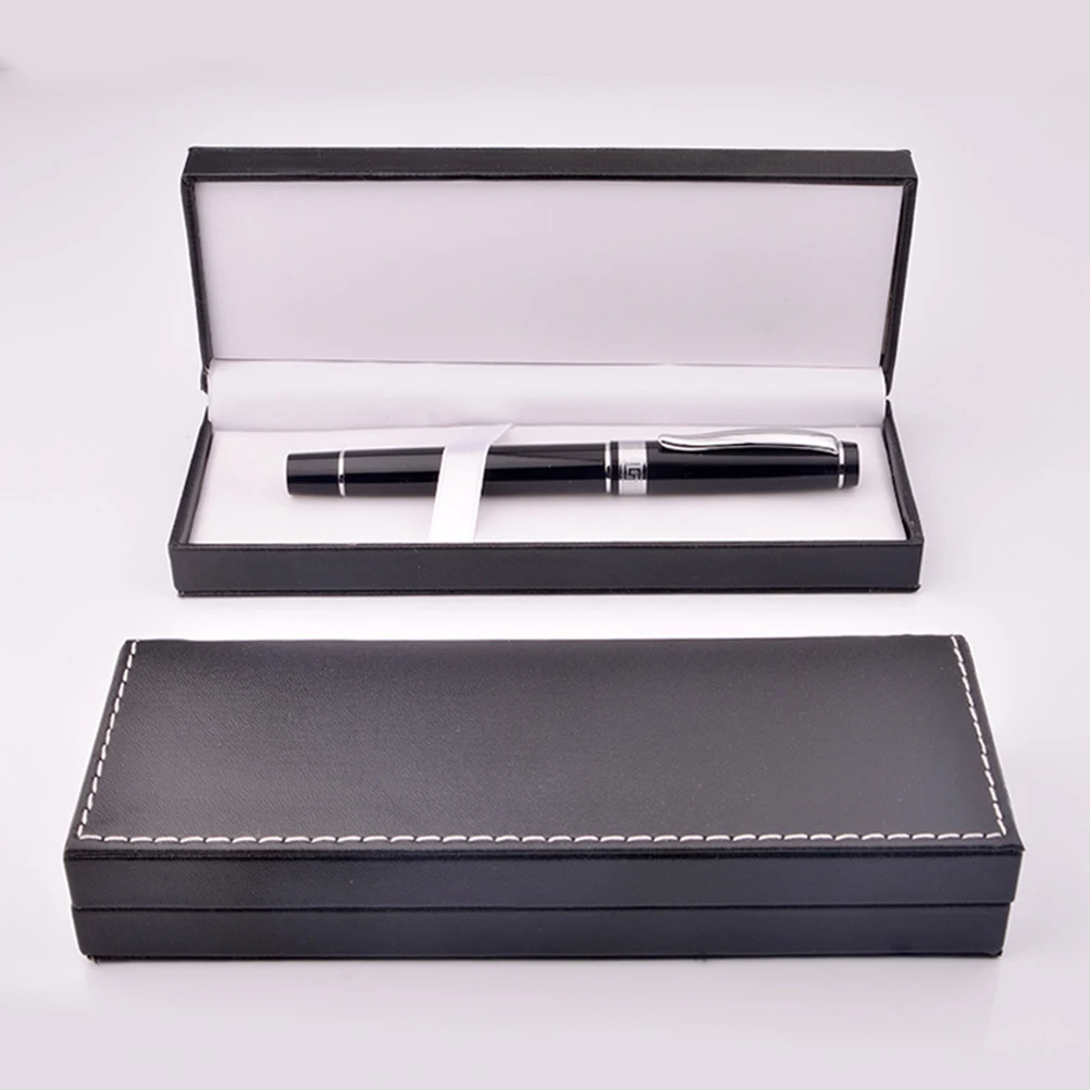 

2pcs PU Pen Box Fashionable Portable Gift Boxes Stationery Box Container for Business(Black)