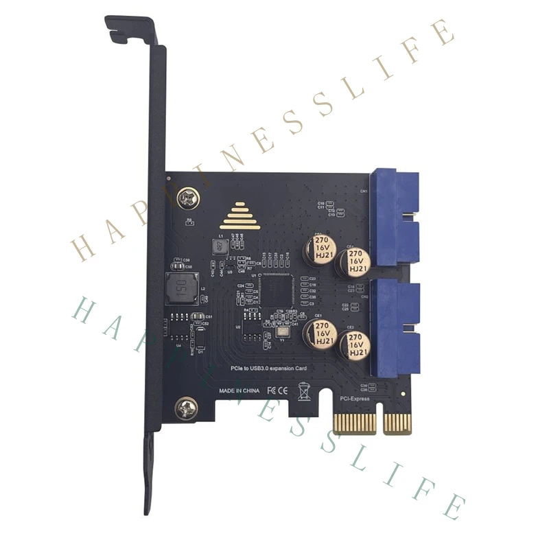 

GR+ PCI-E to USB3.0 Dual 19PIN Connector Expansion Card PCIe 2.0 X1 19P for3909