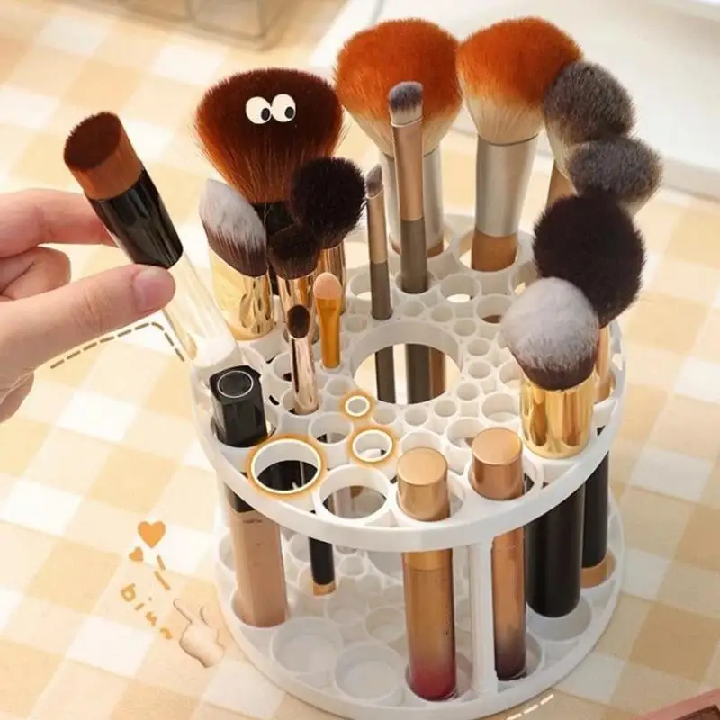 45-Hole Rotating Makeup Brush Stand – Keep Brushes Visible & Within Reach, Beauty Storage Organizer