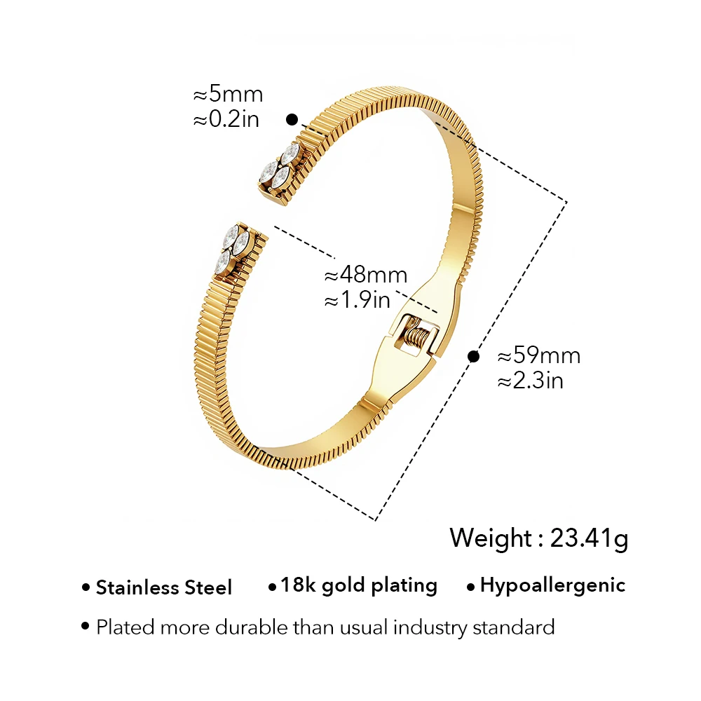ENFASHION Pulseras Stripe Zircon Cuff Bracelet For Women's Stainless steel 18K Plated Gold Fashion High Street Jewelry B262721