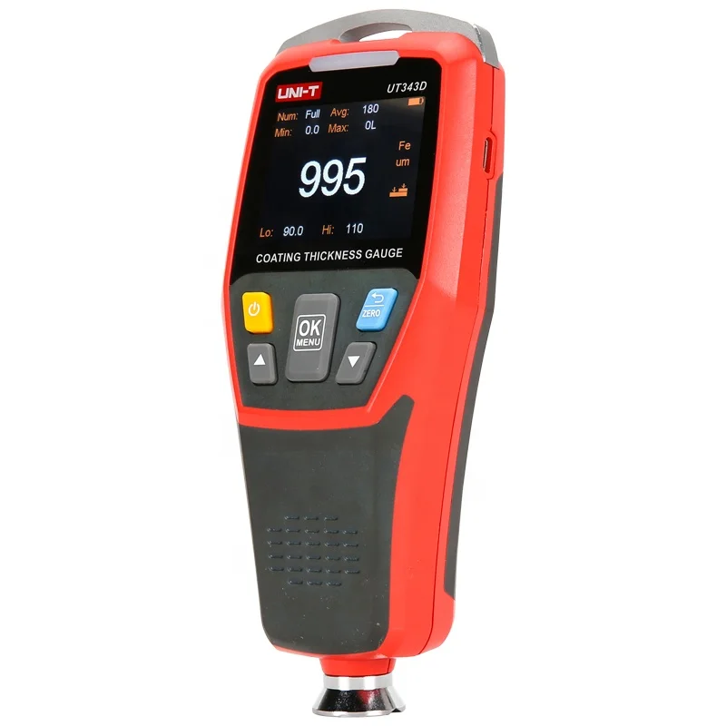 UT343D Coating Thickness Gauge Digital Car Paint Film Tester FE/NFE Measure 0~1250um USB Data Storage Rotate LCD