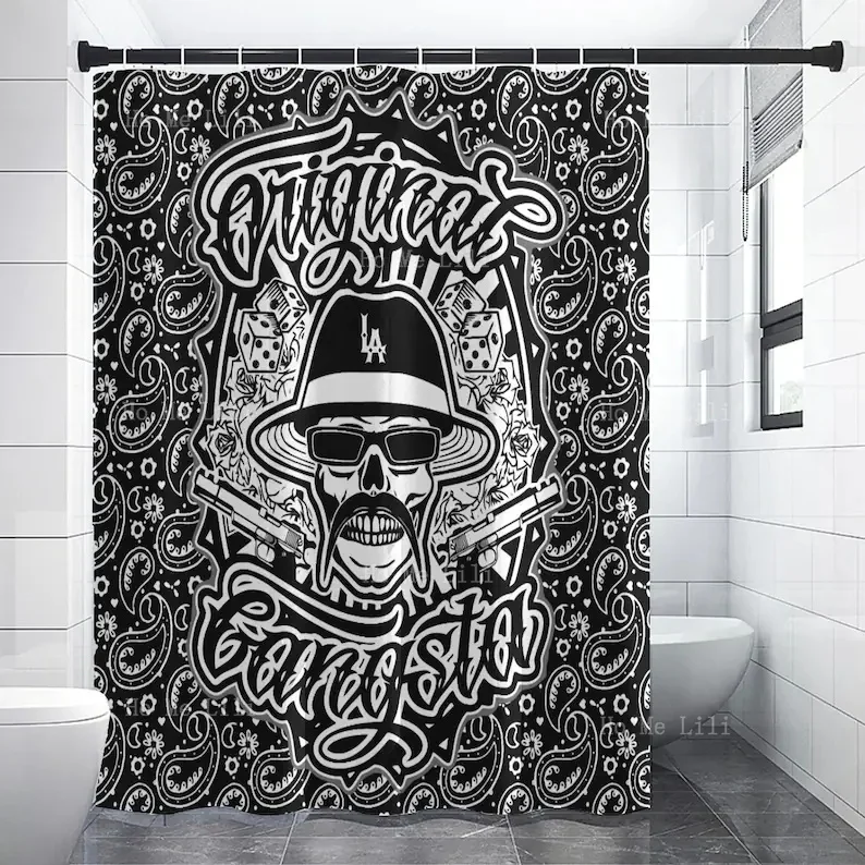 Gangsta Shower Curtains Chicano Cholo Raider Mexican Printed All Over