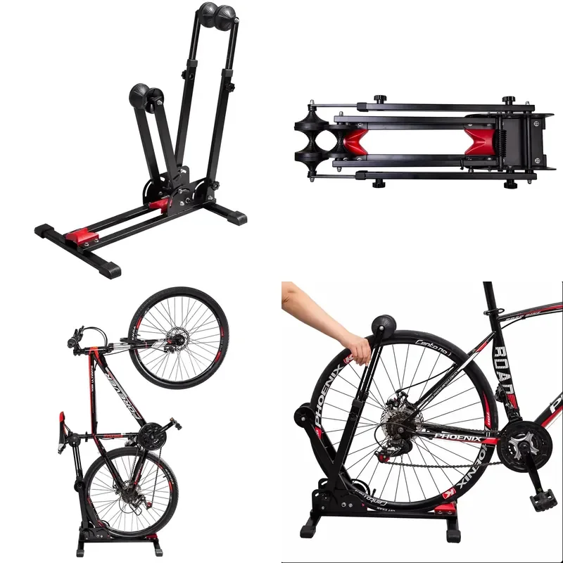 Portable Folding Repair Rack for Home Indoor Display Double Rod Support for Parking Highway or Mountain Bike Parts