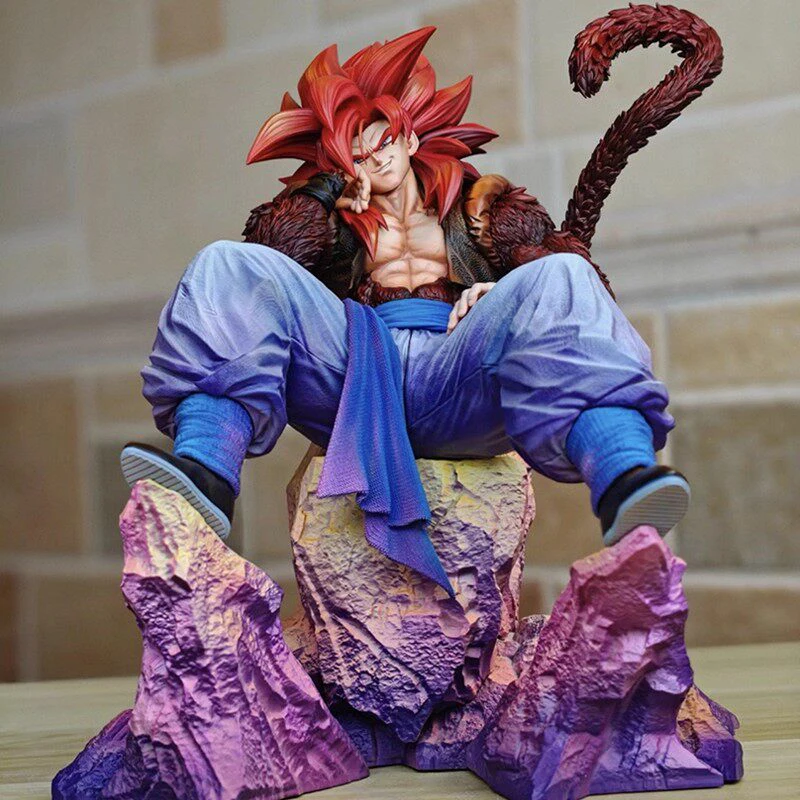 

24CM Dragon Ball Super Saiyan 4 Gogeta GK Figure Sitting Pose Anime Statue Desk Decor Collectible Toy Gift For Anime Fans