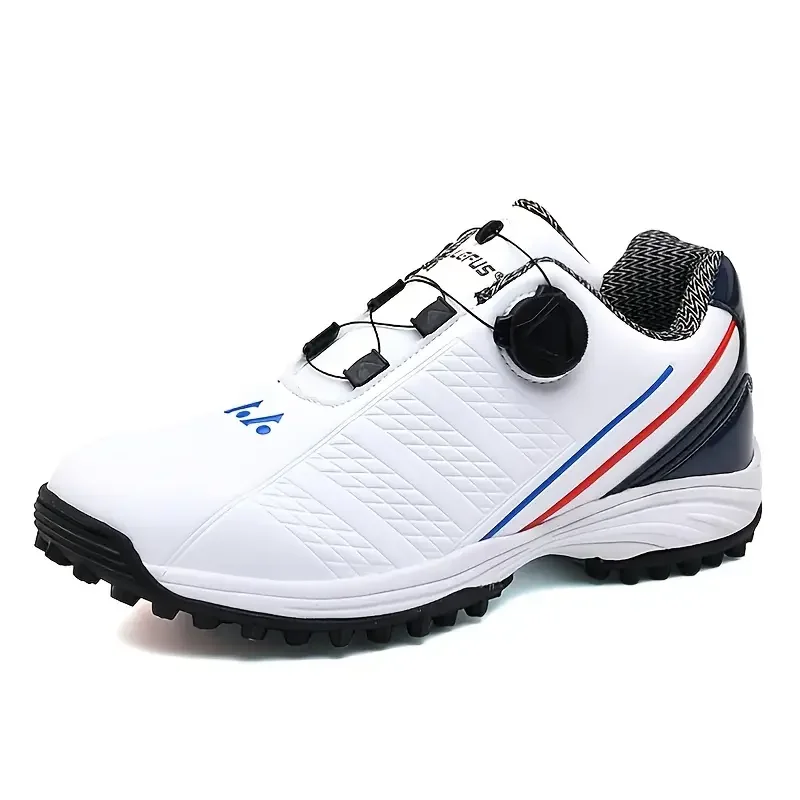 LEFUS Men's New Golf Shoes, Waterproof Swivel Button Shoes With Non-slip Fixed Spikes