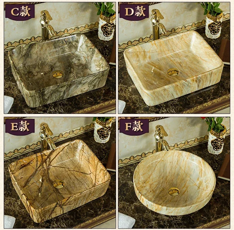 حوض غسيل سيراميك بيضاوي الشكل ذو منصة مربعة حوض فني رخامي طاولة غسيل منزلية