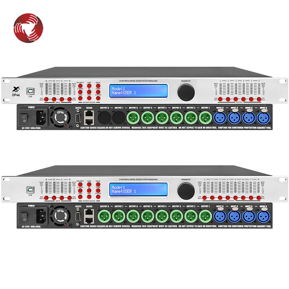 4 In 8 Out Professional Speaker Management Processor DSP 96kHz Digital Audio System Processor