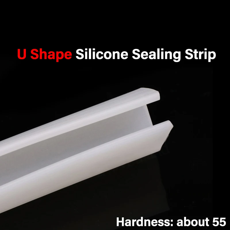 

1m Silicone Rubber Seal Strip U Shape Solid Gasket White Soft Window Car Door Shower Frameless Glass Edge Weatherstrip Protect