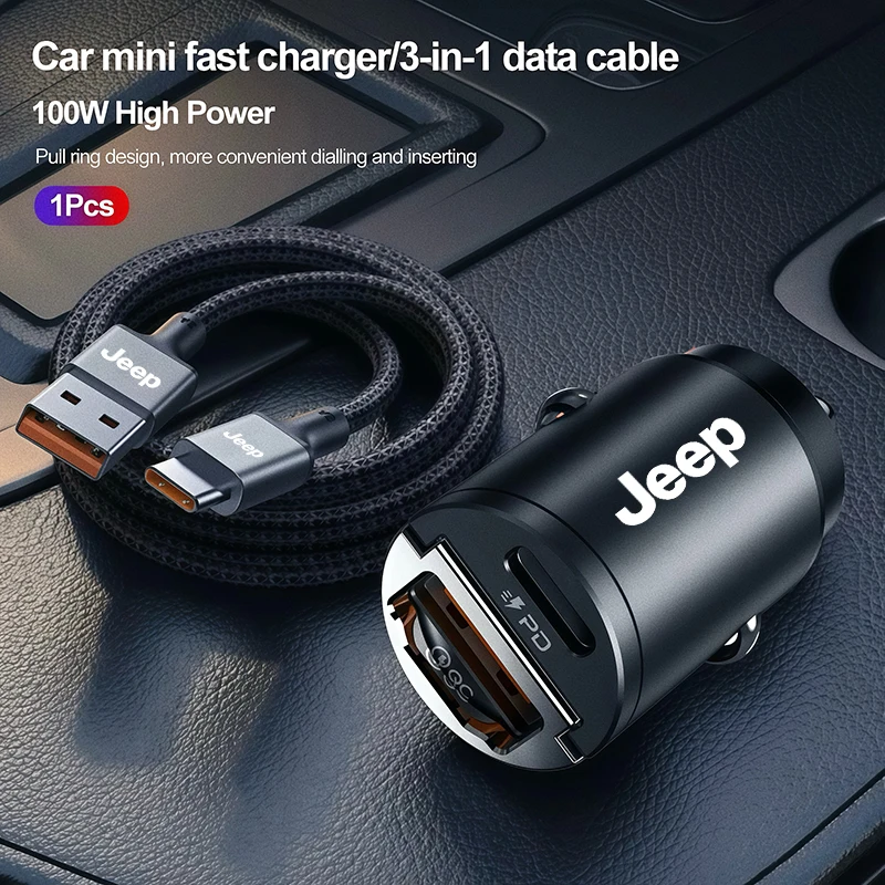 100 واط USB نوع C كابل نقل بيانات شاحن سيارة سريع/ولاعة السجائر التلقائية تحويل المكونات ل جيب رانجلر جراند شيروكي المنتقم Wagoneer