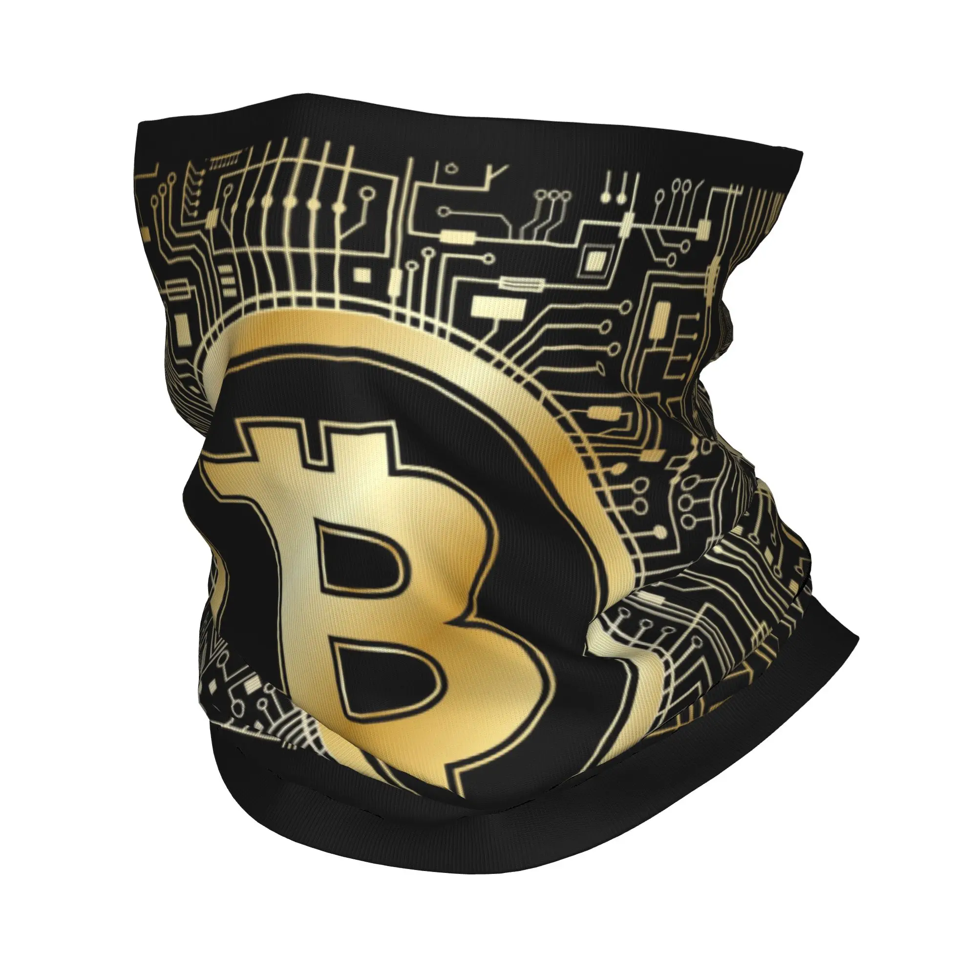 

Custom Golden Bitcoin Majestic Motherboard Bandana Neck Gaiter for Cycling Women Men Wrap Scarf Crypto Hack BTC Special Warmer