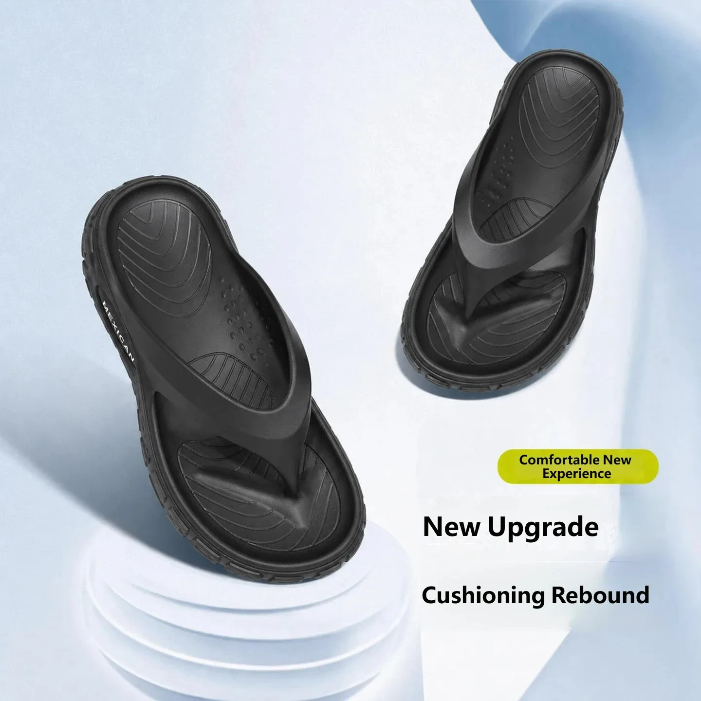 Men Thick Tire Sole Flip Flops EVA One-piece Molding Anti Slip Wear-resistant Summer Beach Slippers