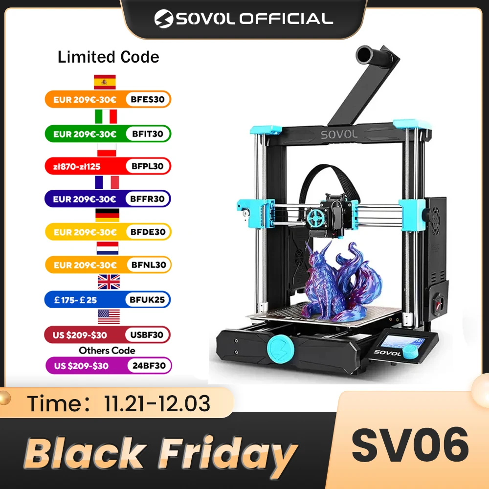 SV06 Dual Z axis 3D Printer All Metal Hotend Planetary Dual Gear Direct Drive FDM Auto Leveling 32 Bit Silent Board impresora 3d