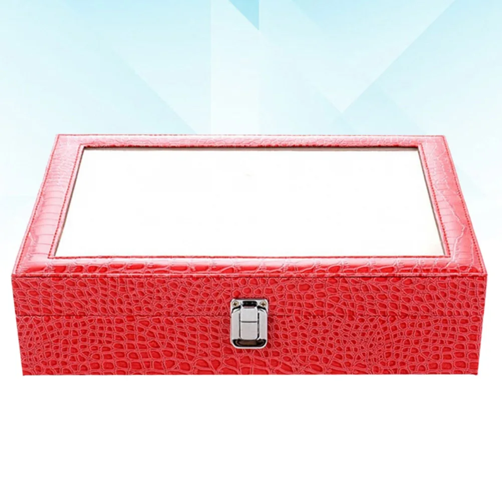 1pc Pu 8 Grids Sunglasses and Glasses Storage and Display Box Alligator Grain Clear Window Glasses Storage Case for Home Shop (R