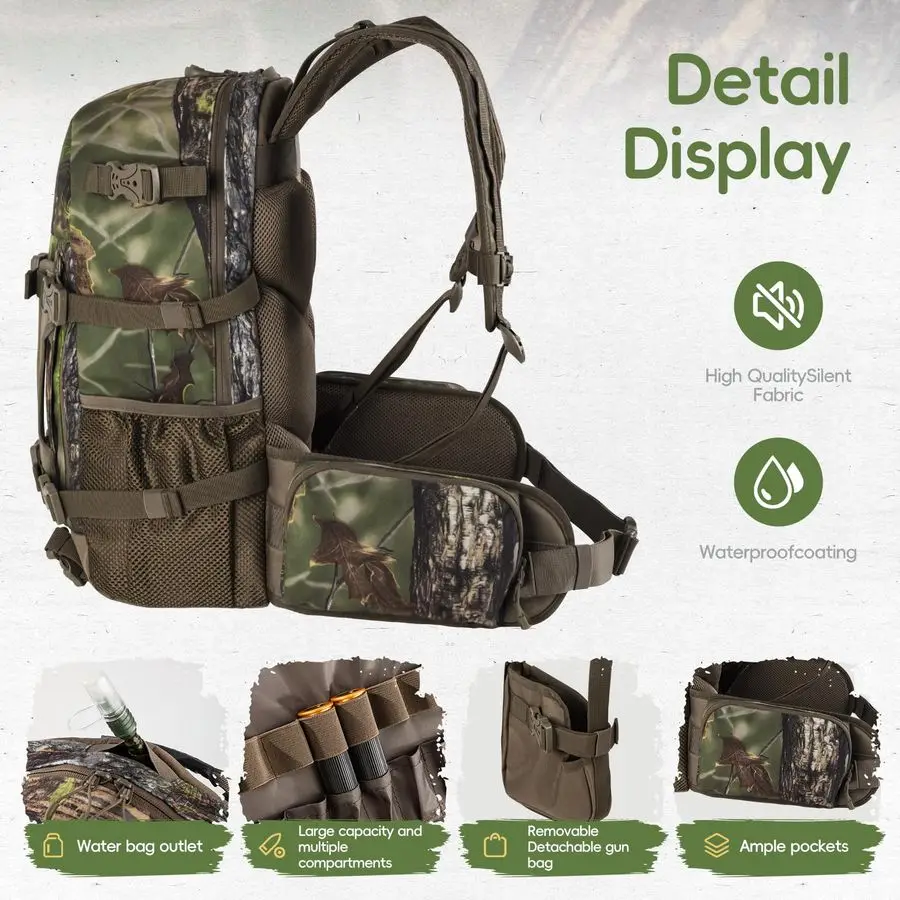 Hunting Backpack Hunting Day Pack with rifle holder Hunting Gear Accessories gift for menForest Canvas