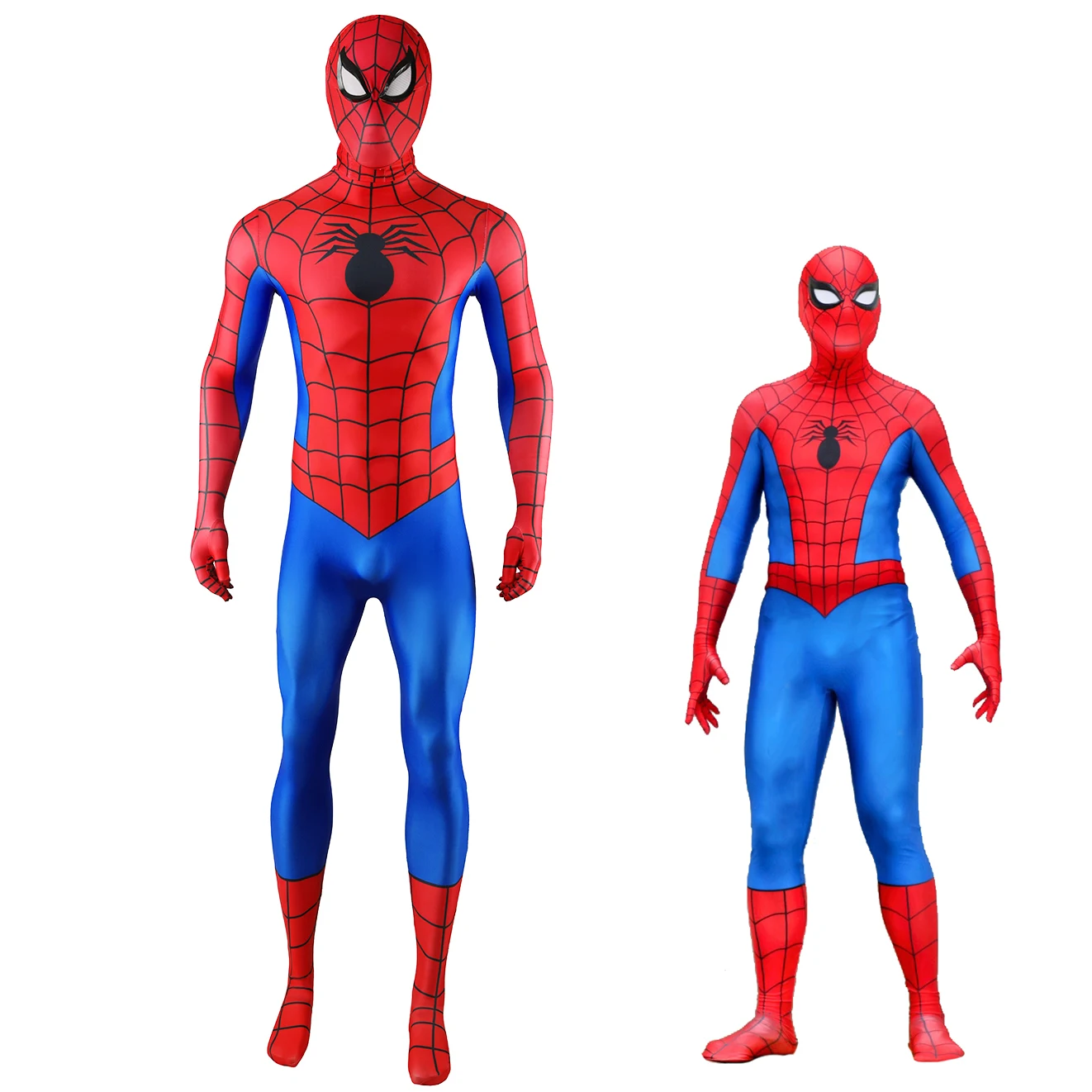 Disfraz clásico de Spiderman para Halloween, traje de Peter Parker con estampado 3D de superhéroe, de LICRA y Araña, color rojo y azul