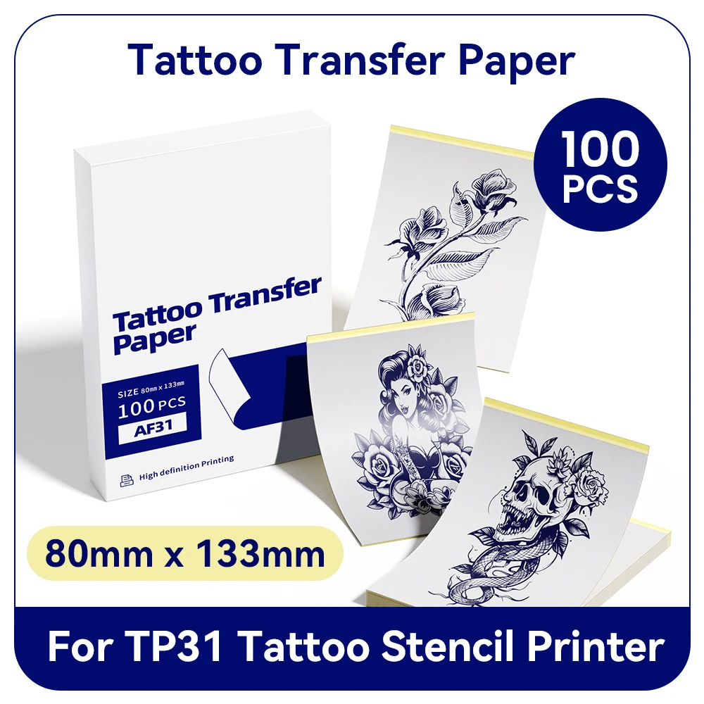 80mmx133mm 100 Pcs Tattoo Stencil Paper Transfer Tattoo Paper Artist Enthusiast Beginners DIY for TP31 Tattoo Thermal Printer