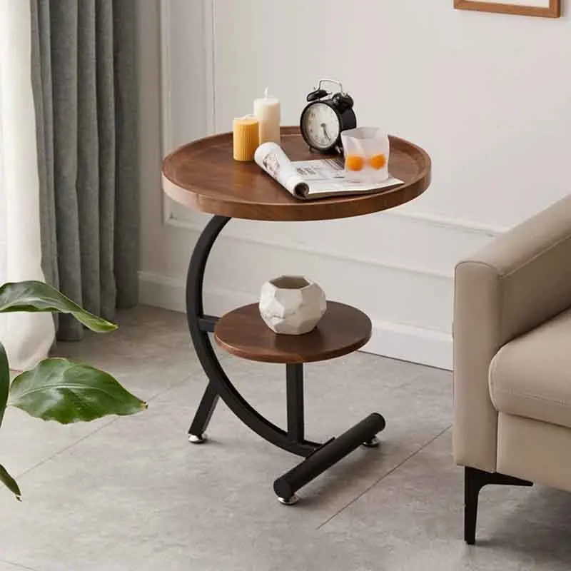 

Nordic Furniture Living Room Sofa Side Table Solid Wood Coffee Table Modern Circular Storage Desk Tea Table Home Accessories