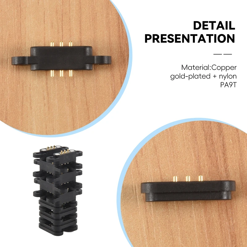 10 Pairs Spring Loaded Magnetic Pogo Pin Connector 3 Positions Magnets Pitch 2.3 MM Through Holes Male Female Probe