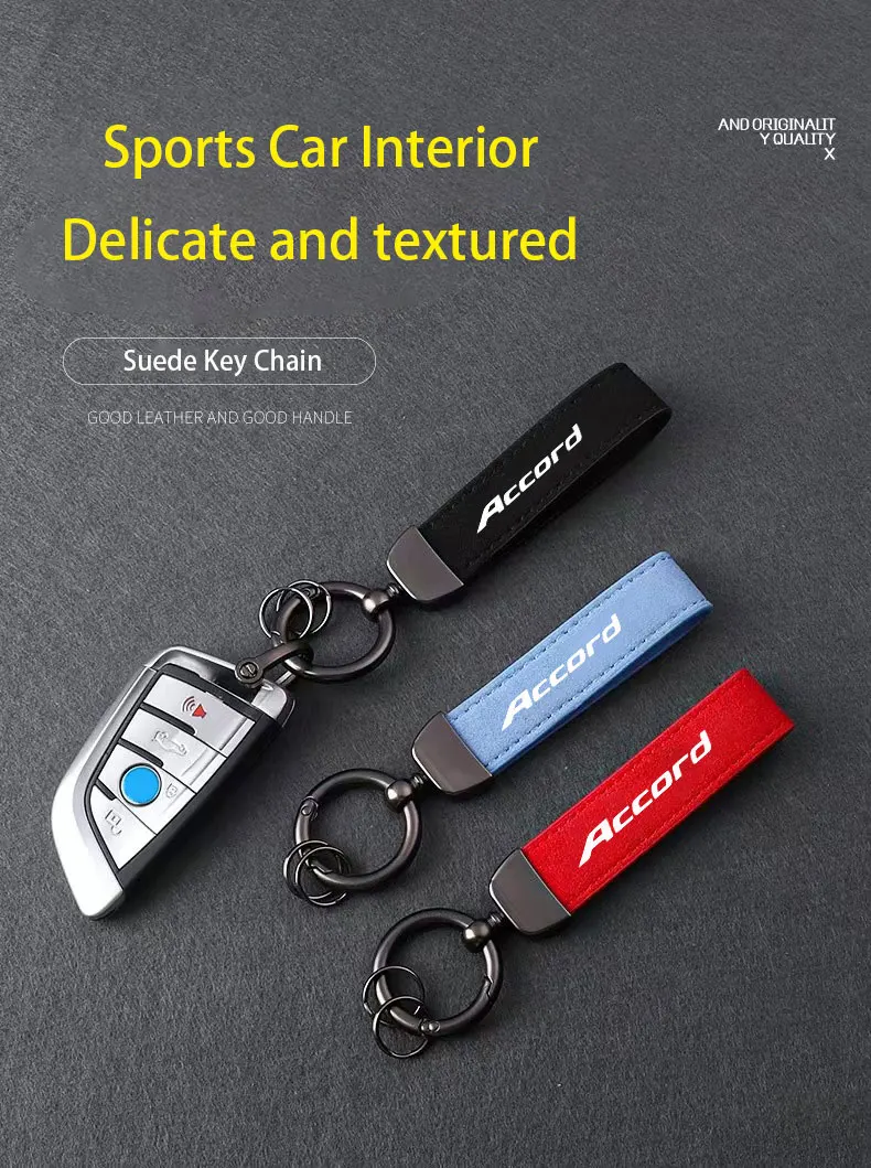 High-Grade Suede Keychain Car Sport Key Ring With Horseshoe Buckle For Honda Accord 10 9 8 7 2011 Styling Accessories