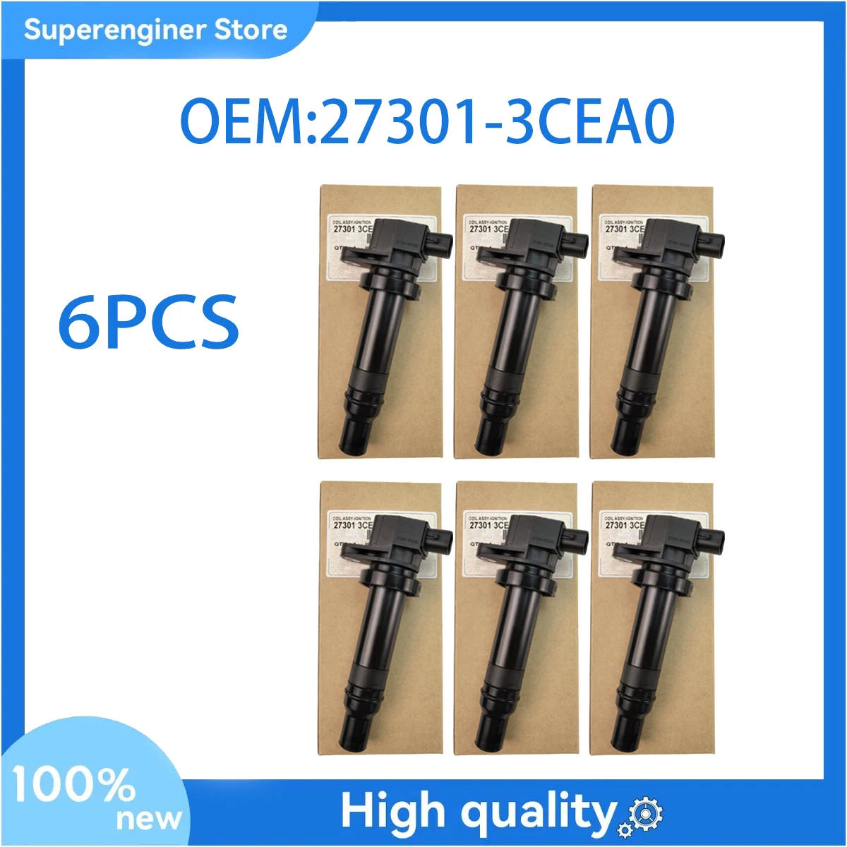 

6Pcs Ignition Coil 27301-3CEA0 for 2012-2020 Hyundai Azera Grandeur 3.3L 3.0T 273013CEA0