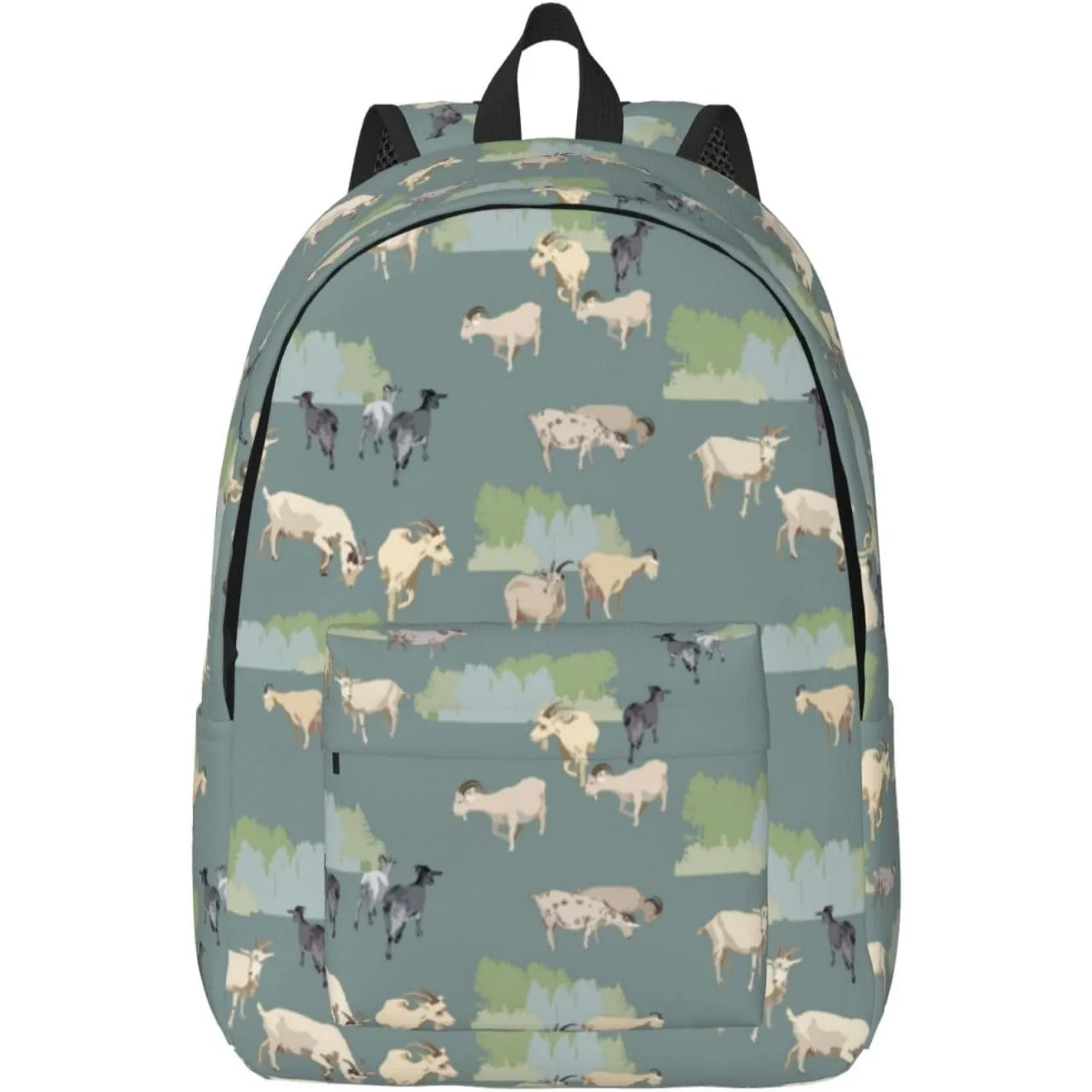 

Travel Laptop Backpack - Painted Cute Goat Green Computer Canvas Backpack Bag with Adjustable Straps